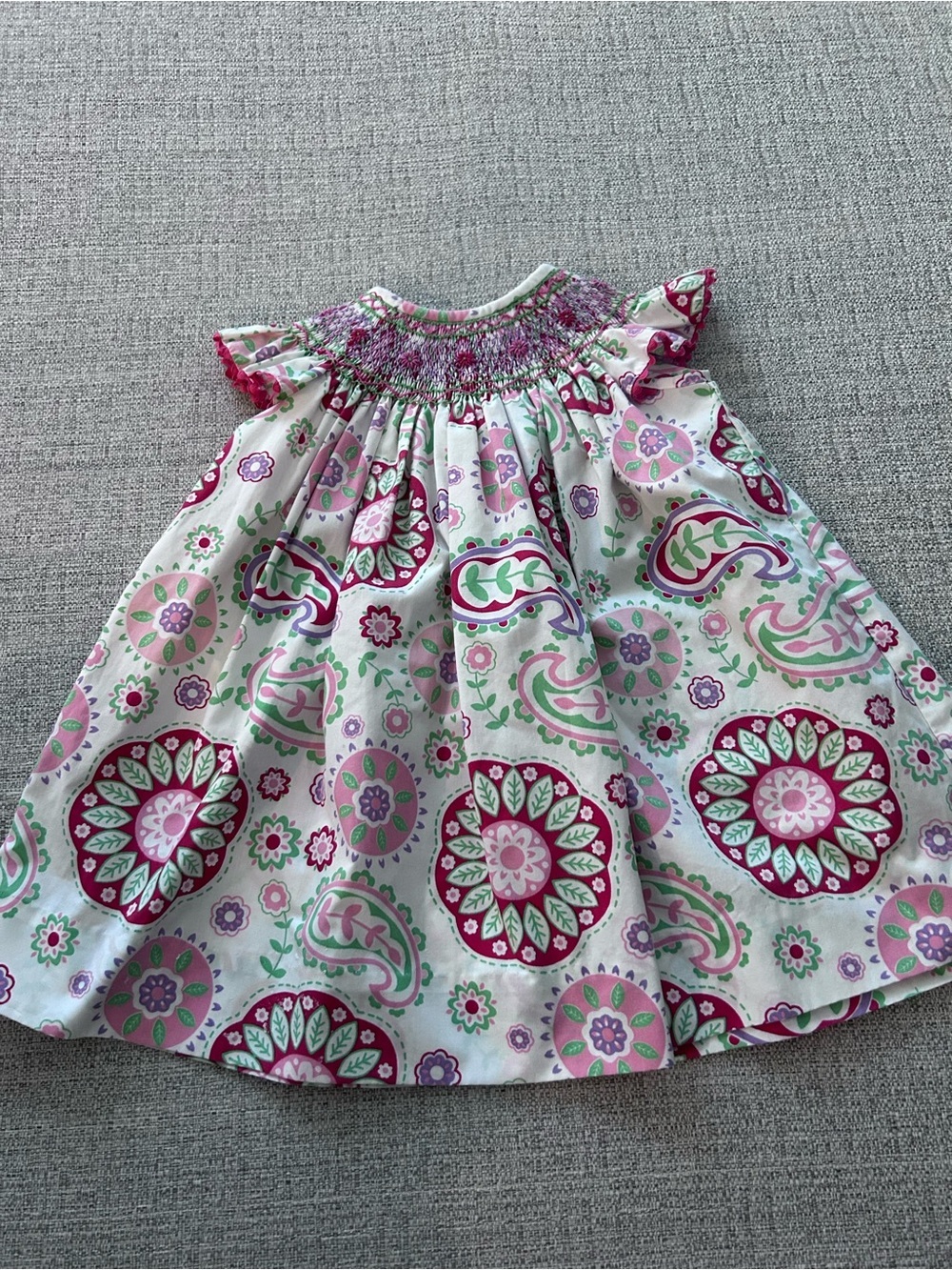 Stellybelly Floral Heart Paisley  Print Dress -Smocked Size 12M